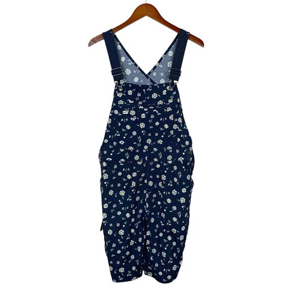 Duluth Heirloom Gardening Short Overalls Blue Floral Daisies Women's M - Picture 1 of 11